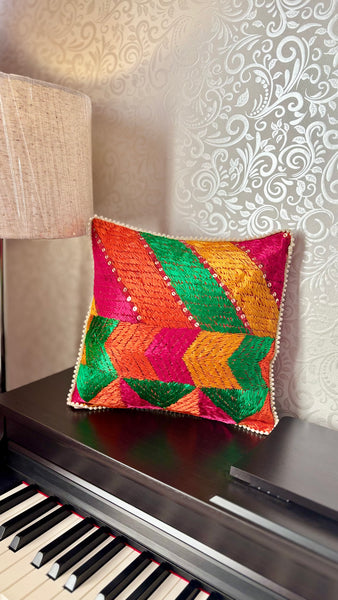 Hand Embroidered Cushion Cover