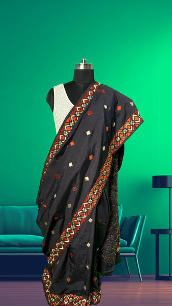 Black phulkari saree